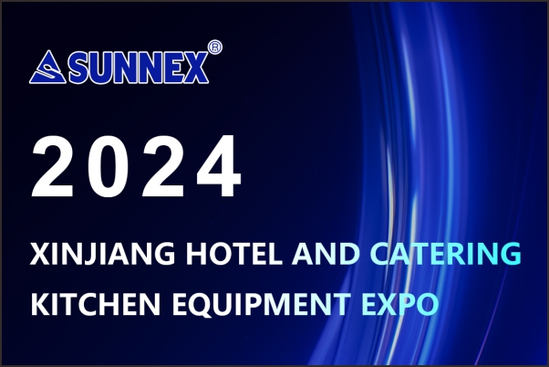 2024 Xinjiang Hotel 및 Catering Kitchen Equipment Expo에서 2 일째, High Gear에서 Sunnex의 영업 팀이 보입니다.